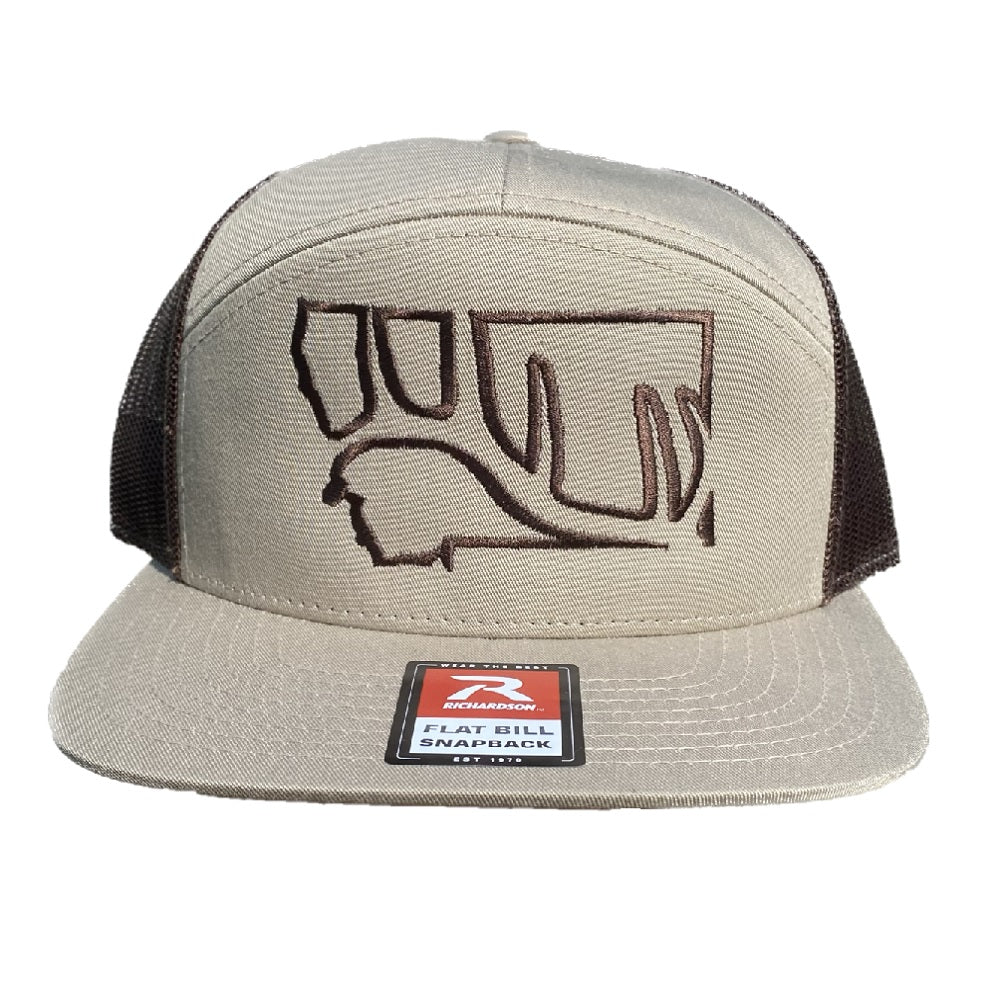 Hunt Montana Wireframe State With Elk Shed - Khaki/Brown - Flatbill