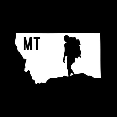 HIKE MONTANA - TRUCK DECAL - STATE AND HIKER
